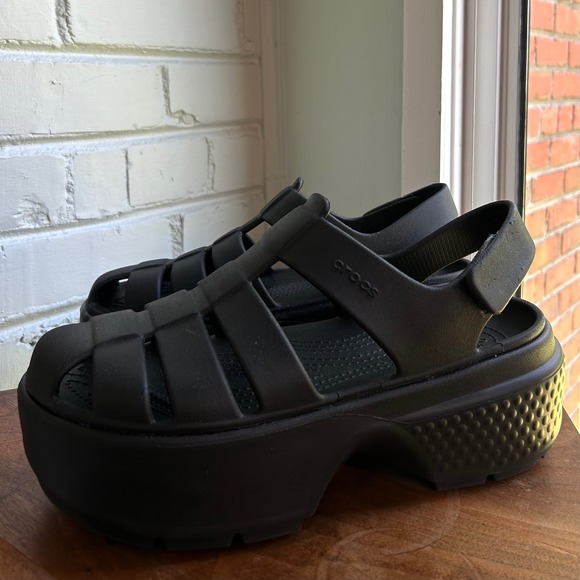 CROCS Shoes - Crocs Stomp Platform Fisherman Sandal Black Women's 9 Chunky Alt Comfort Retro